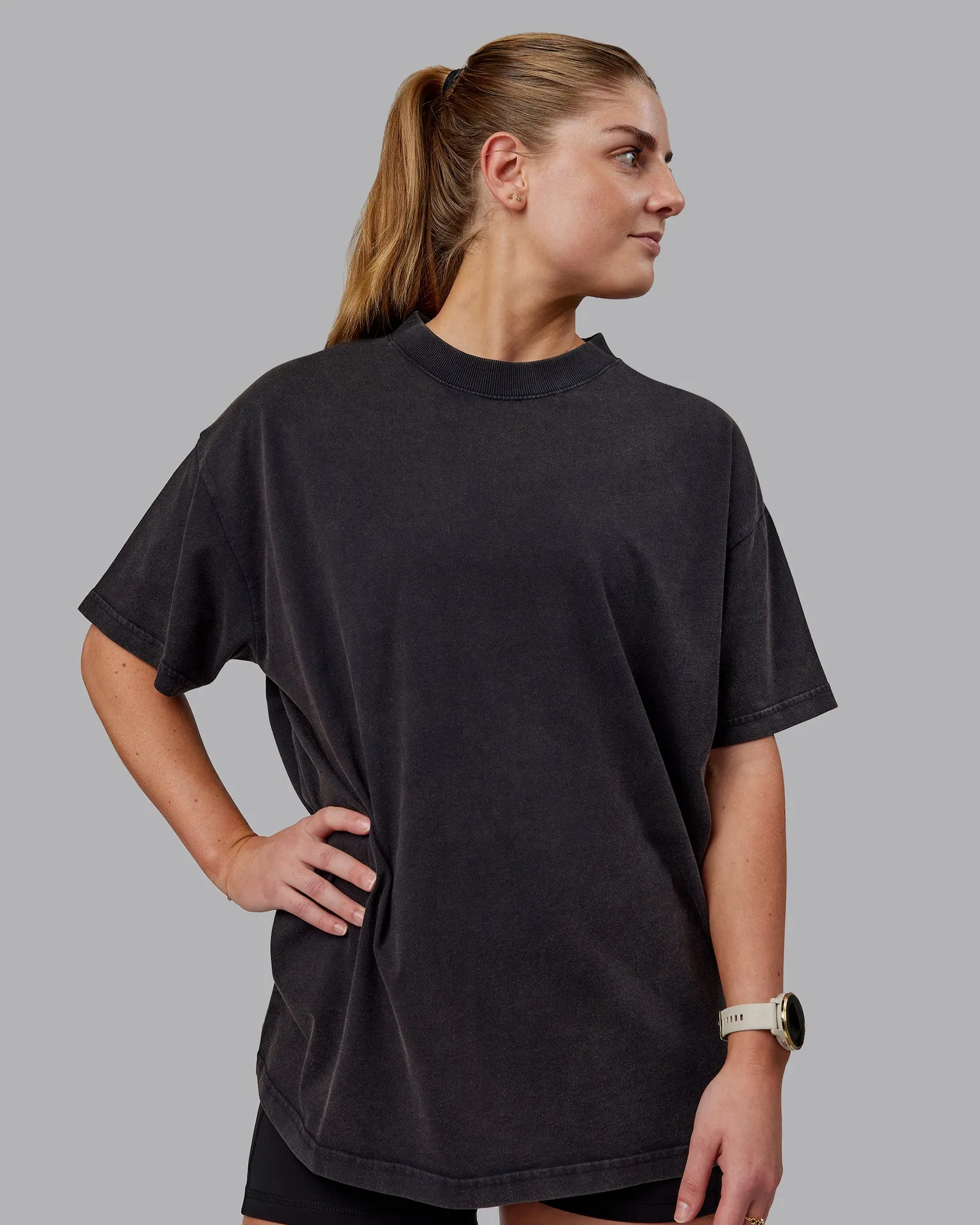Washed Set The Standard Heavyweight Oversized Tee - Black-Greyish Purple sold by LSKD product image thumbnail 4