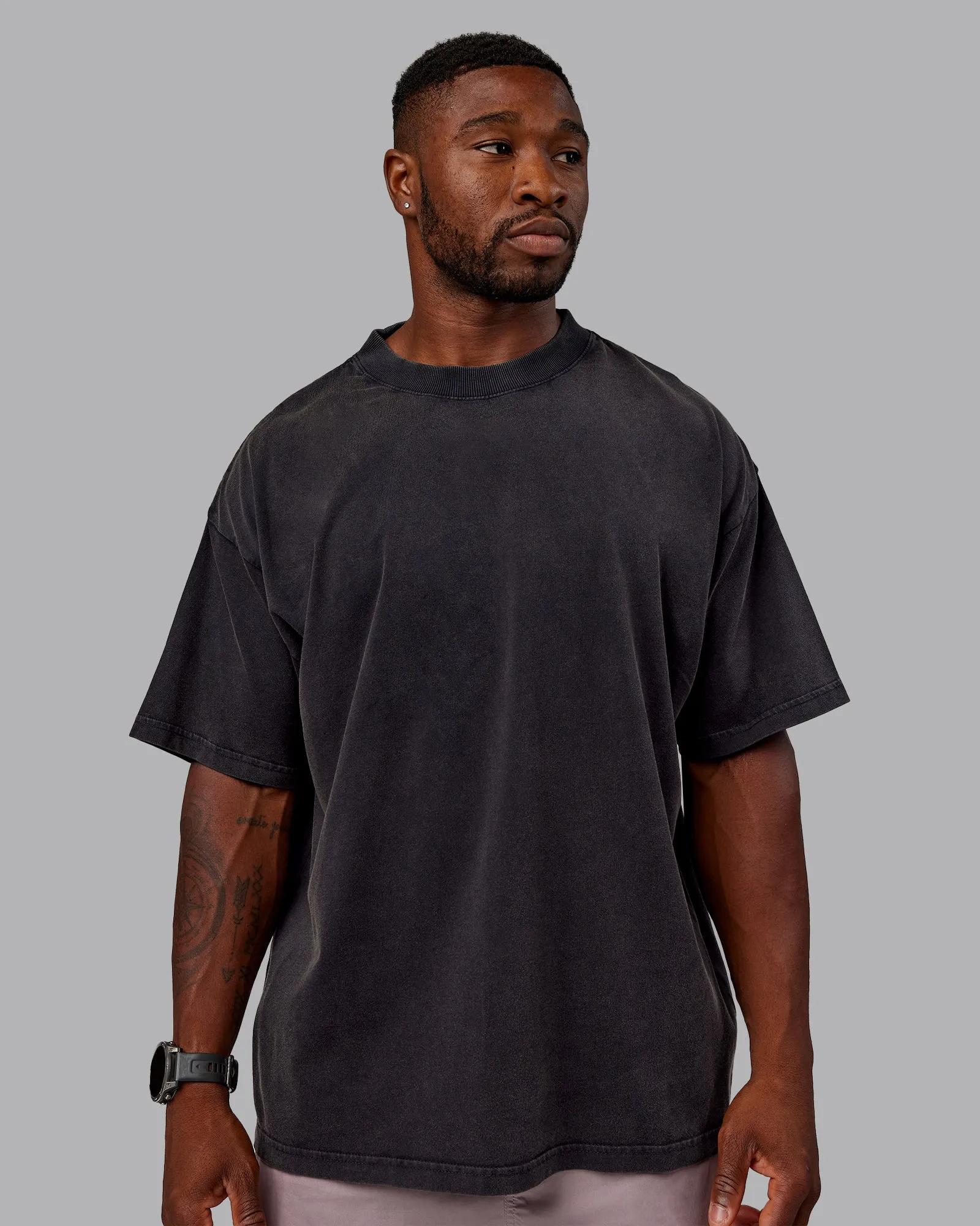 Washed Set The Standard Heavyweight Oversized Tee - Black-Greyish Purple sold by LSKD product image thumbnail 2