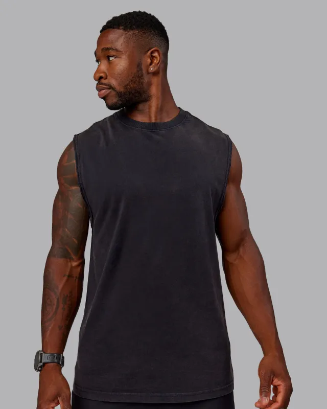 Washed Set The Standard Heavyweight Tank - Black-Greyish Purple sold by LSKD