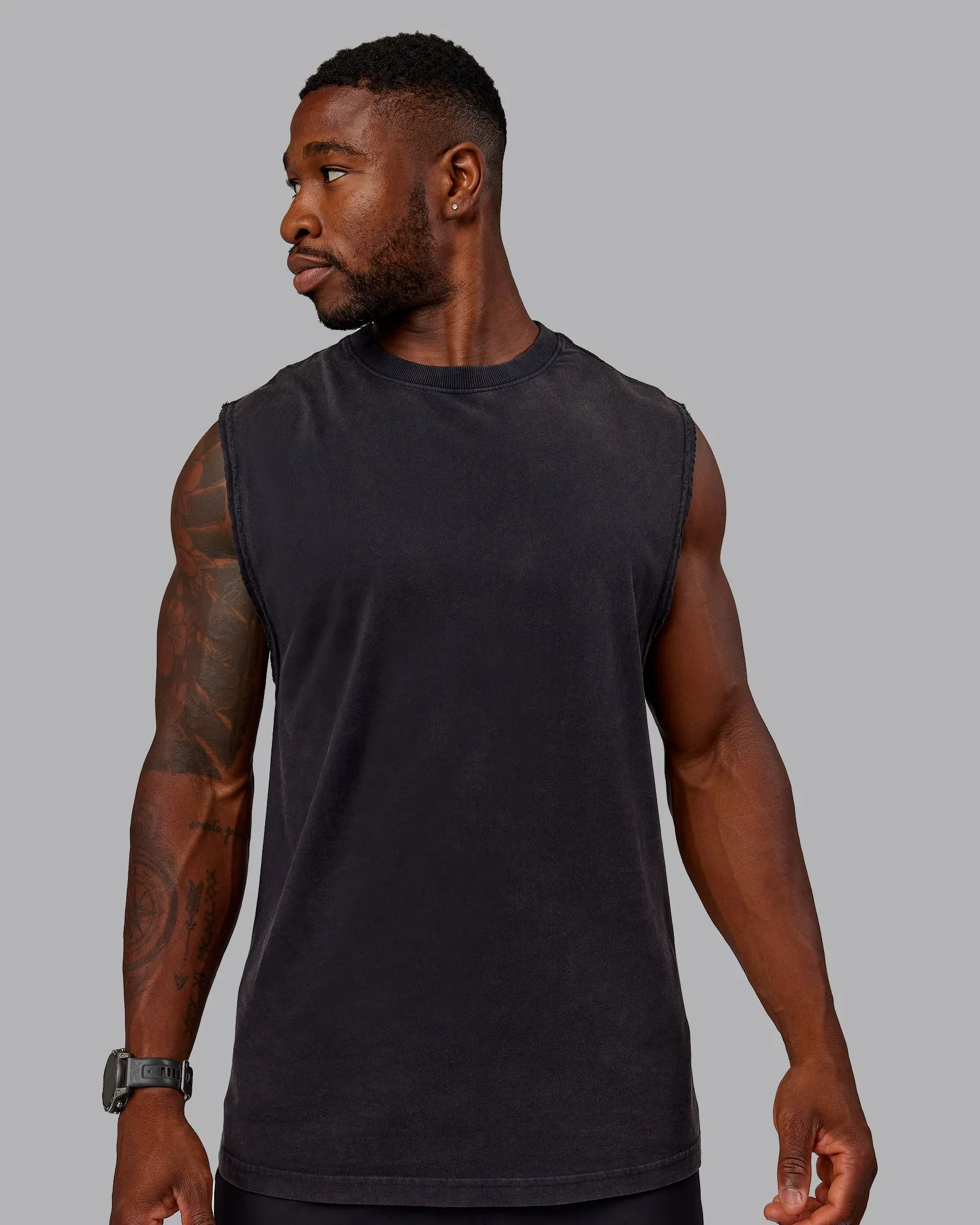 Washed Set The Standard Heavyweight Tank - Black-Greyish Purple sold by LSKD