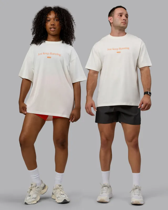 Just Keep Running FLXCotton Tee Oversize - Off White-Vibrant Orange sold by LSKD