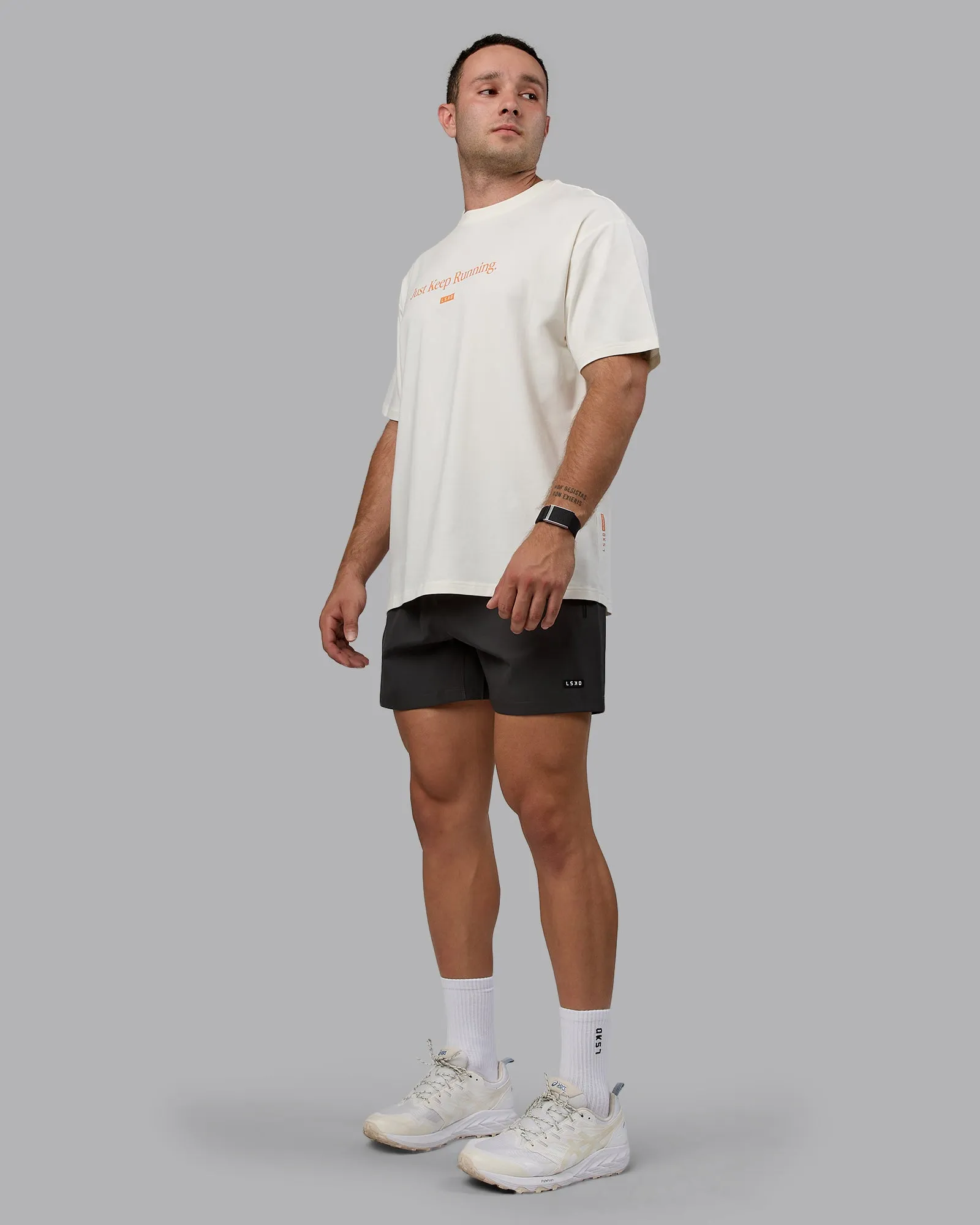 Just Keep Running FLXCotton Tee Oversize - Off White-Vibrant Orange sold by LSKD product image thumbnail 3