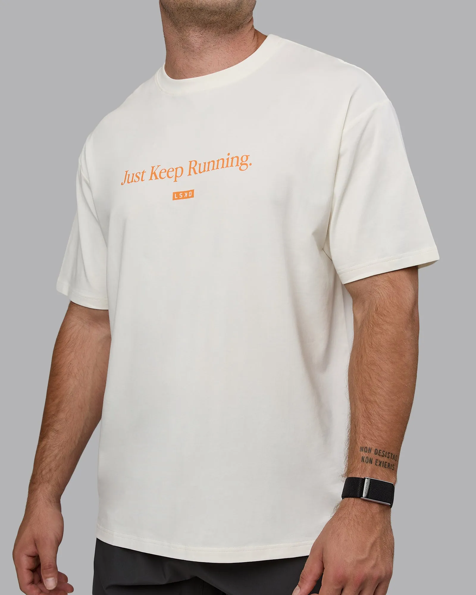 Just Keep Running FLXCotton Tee Oversize - Off White-Vibrant Orange sold by LSKD product image thumbnail 5