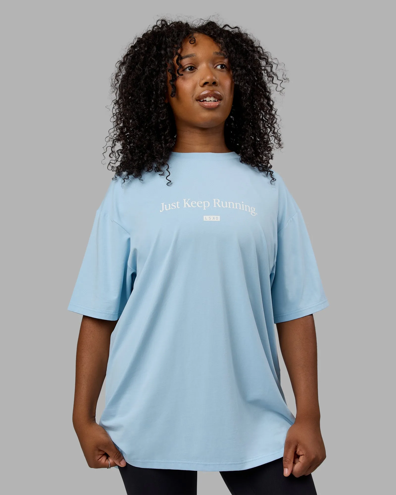 Just Keep Running FLXCotton Tee Oversize - Glacial Blue-Off White sold by LSKD product image thumbnail 5