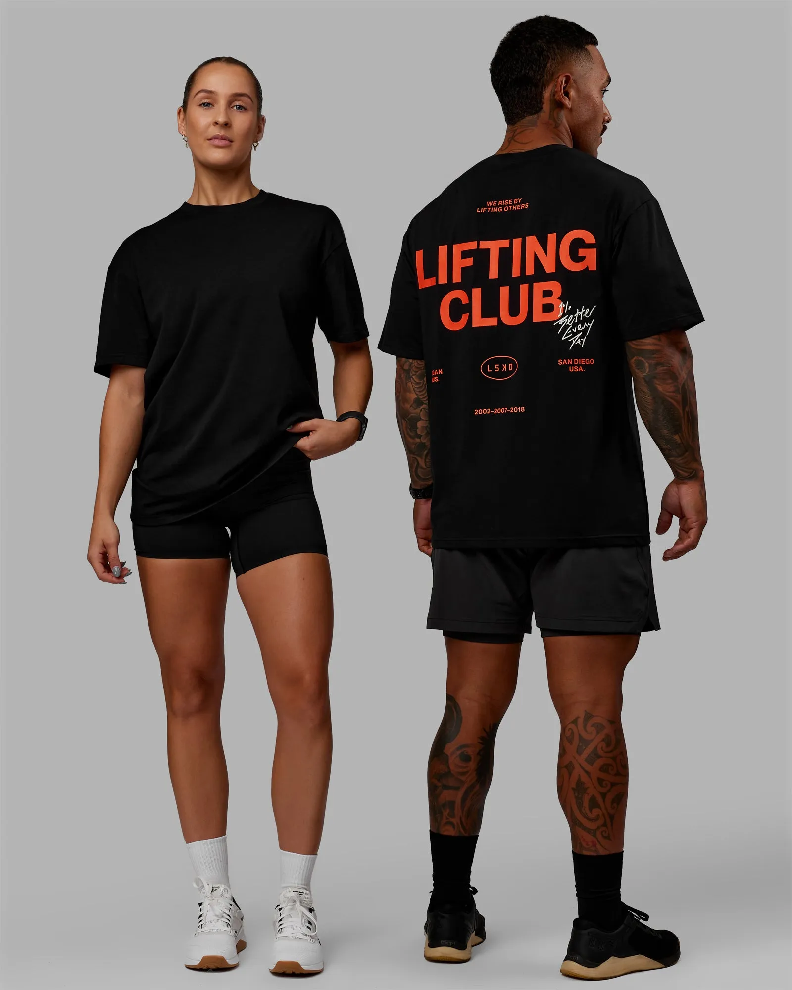 Unisex Lifting Club FLXCotton Tee Oversize - Black-Red sold by LSKD product image thumbnail 2