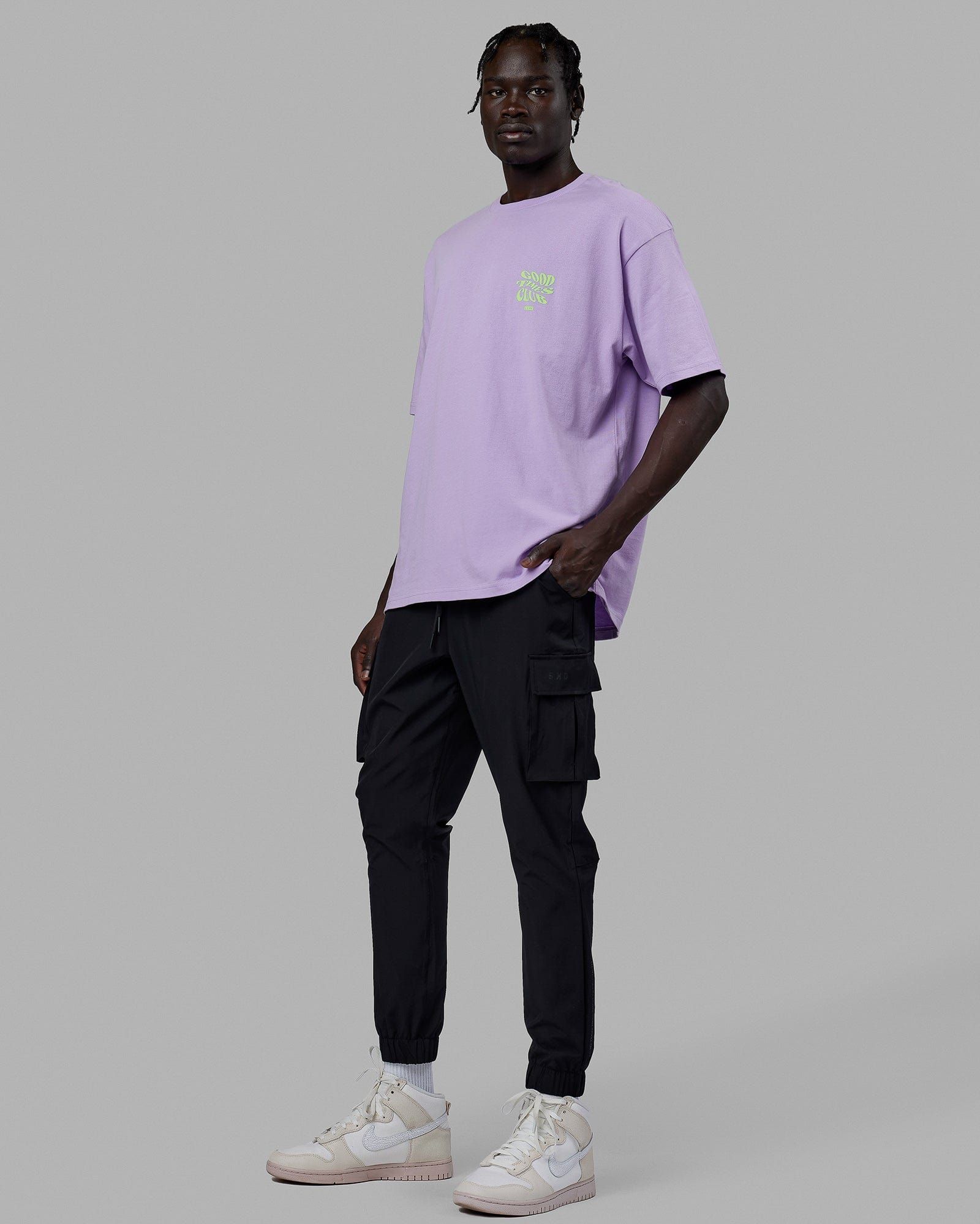 Unisex Good Times Heavyweight Tee Oversize - Pale Lilac-Paradise Green sold by LSKD product image thumbnail 3