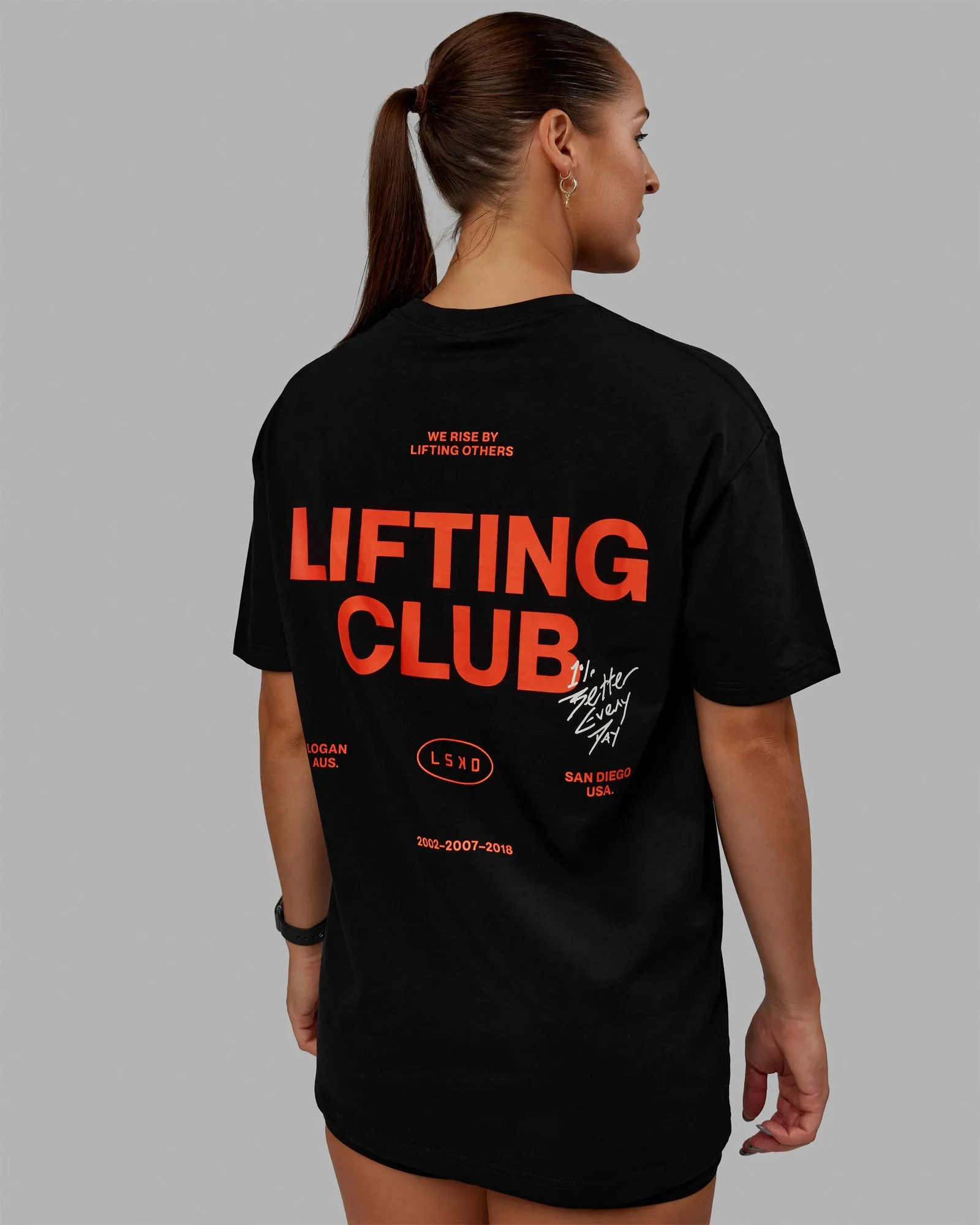 Unisex Lifting Club FLXCotton Tee Oversize - Black-Red sold by LSKD product image thumbnail 3