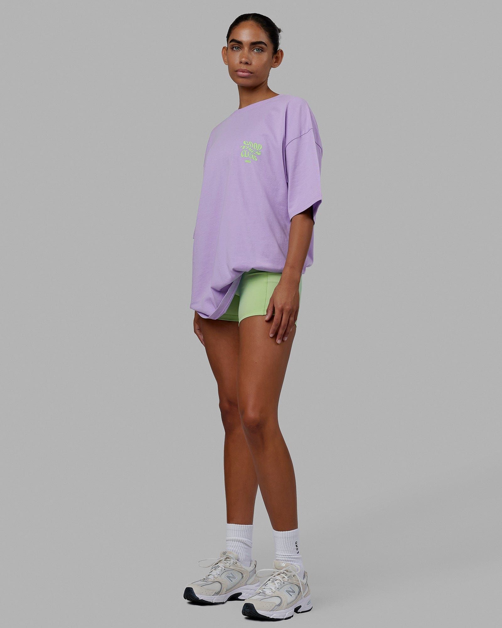 Unisex Good Times Heavyweight Tee Oversize - Pale Lilac-Paradise Green sold by LSKD product image thumbnail 5