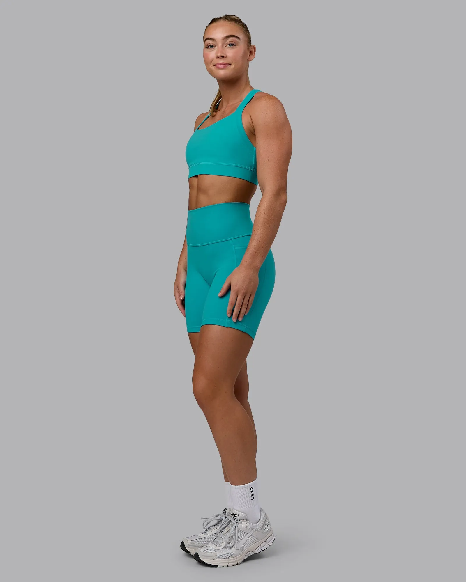 Fusion Mid Short Tights with Pockets - Uplift Blue sold by LSKD product image thumbnail 5