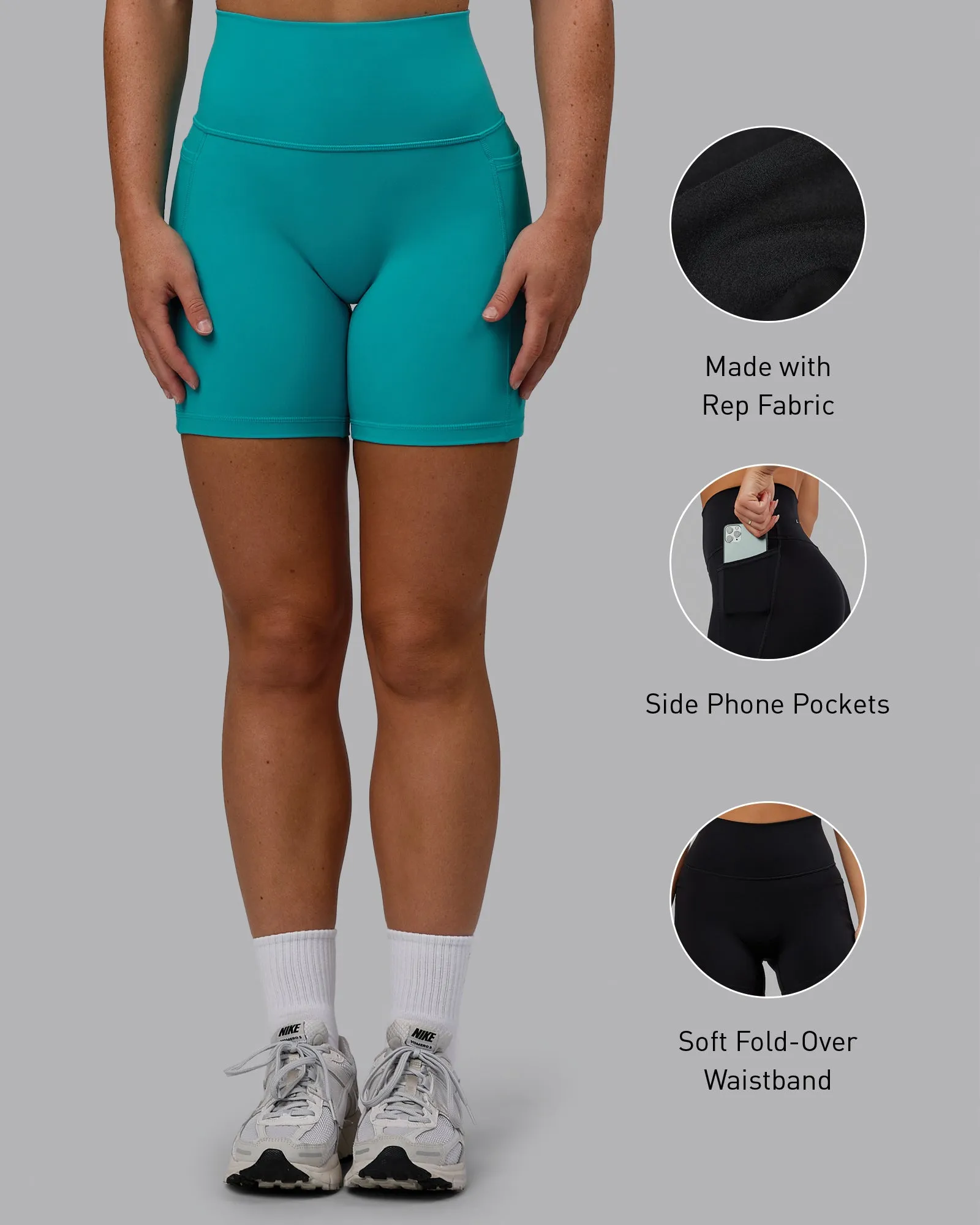 Fusion Mid Short Tights with Pockets - Uplift Blue sold by LSKD product image thumbnail 2