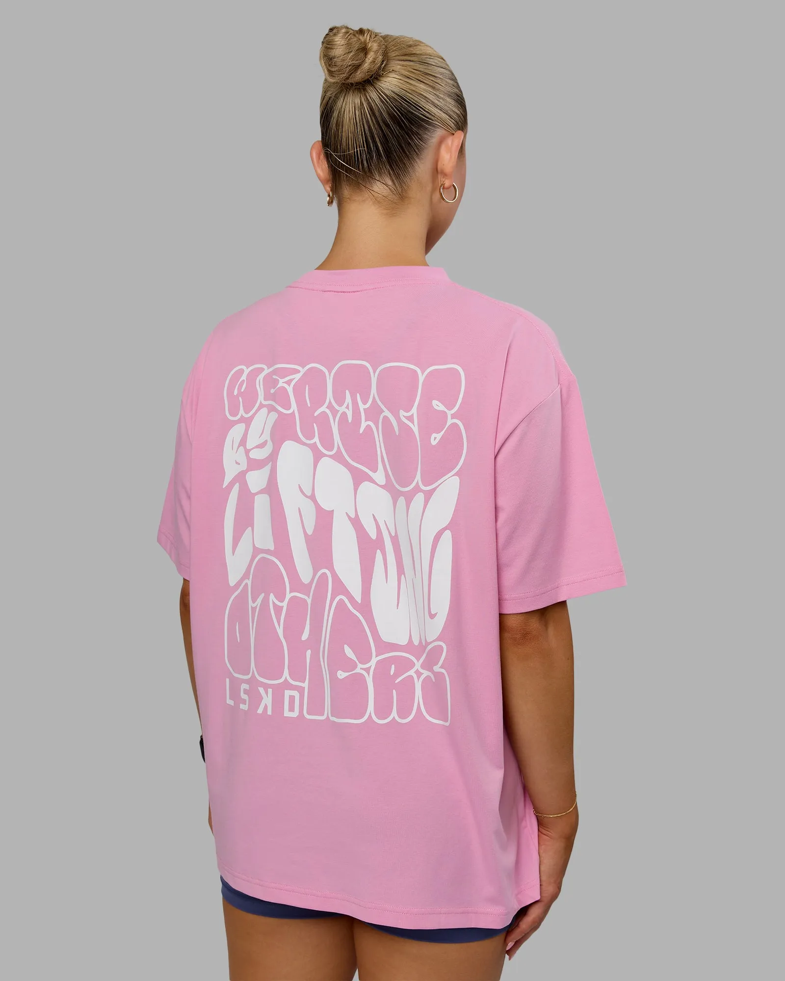 Go-To We Rise FLXCotton Oversized Tee - Bubblegum-White sold by LSKD