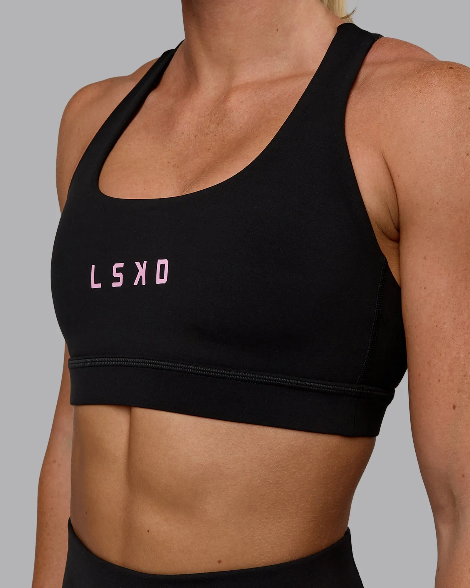 Rep Sports Bra - Black-Bubblegum sold by LSKD product image thumbnail 4