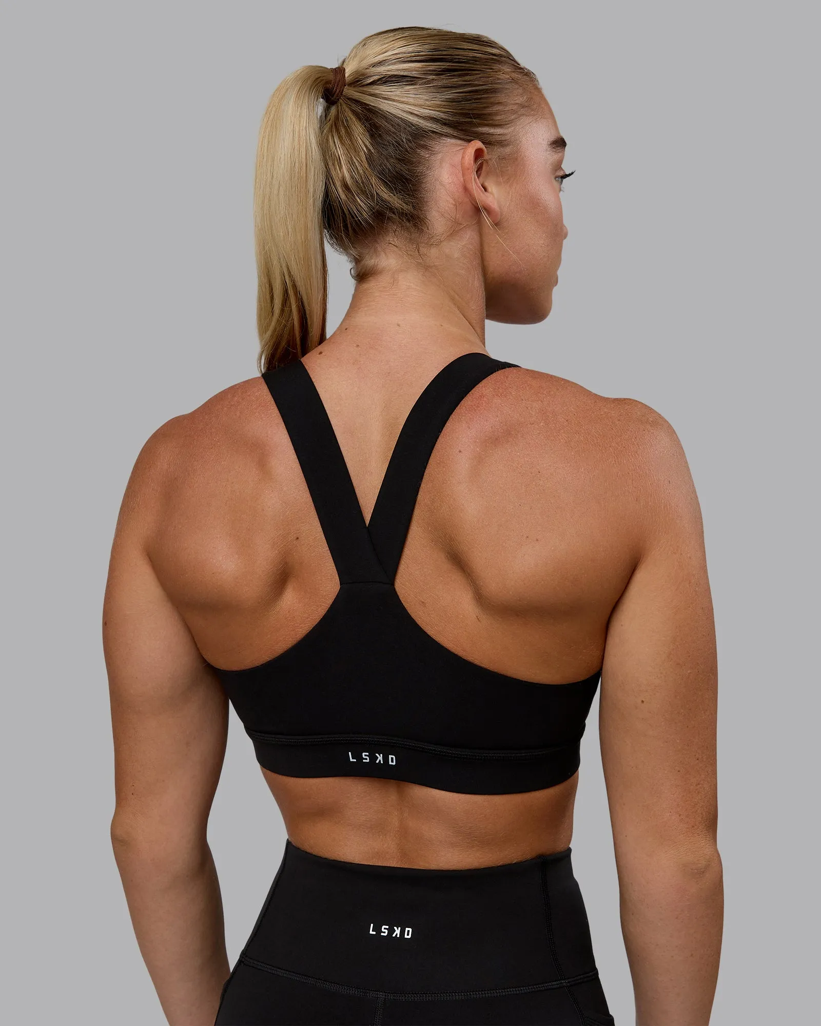 Rep Sports Bra - Black-Bubblegum sold by LSKD product image thumbnail 2
