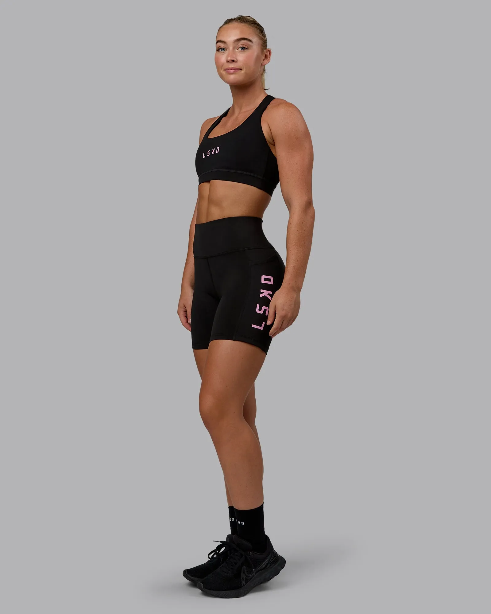 Rep Sports Bra - Black-Bubblegum sold by LSKD product image thumbnail 3
