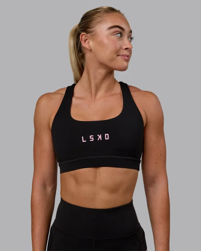 Rep Sports Bra - Black-Bubblegum sold by LSKD