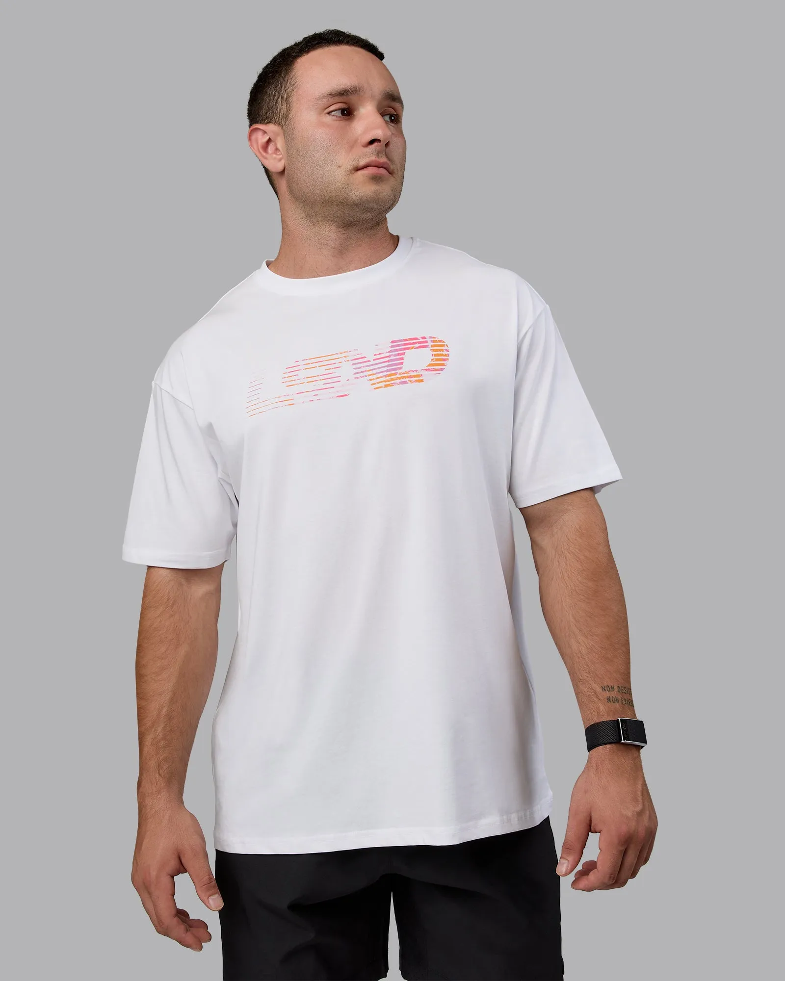 Motion FLXCotton Oversized Tee - White-React Print sold by LSKD product image thumbnail 2