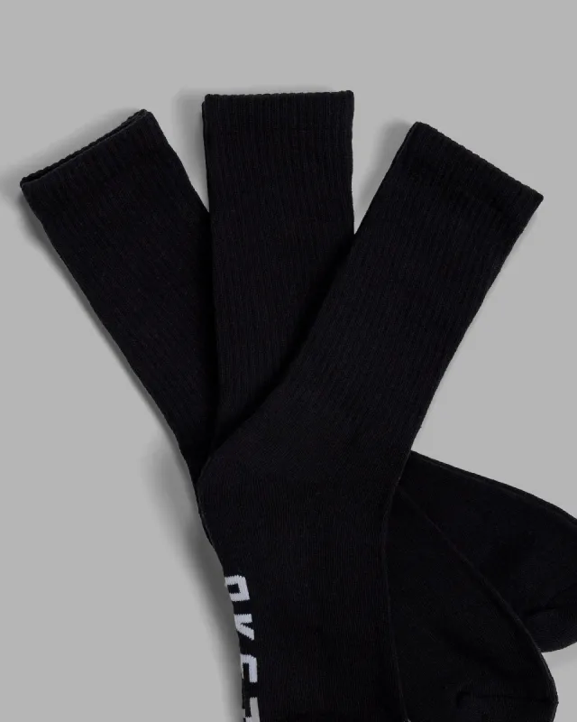 Essential 3 Pack Crew Socks - Black sold by LSKD