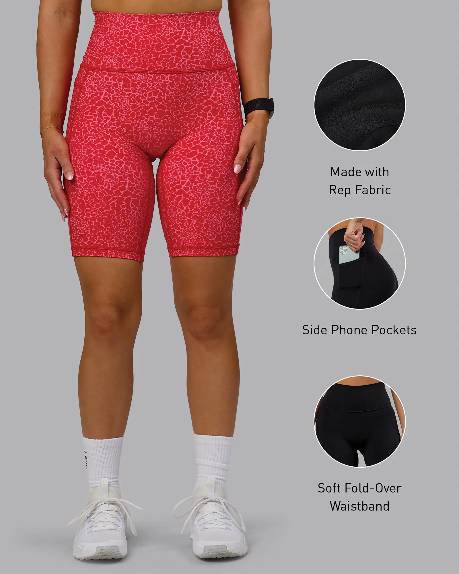 Fusion Bike Short with Pockets - Red Vitality Print sold by LSKD product image thumbnail 2