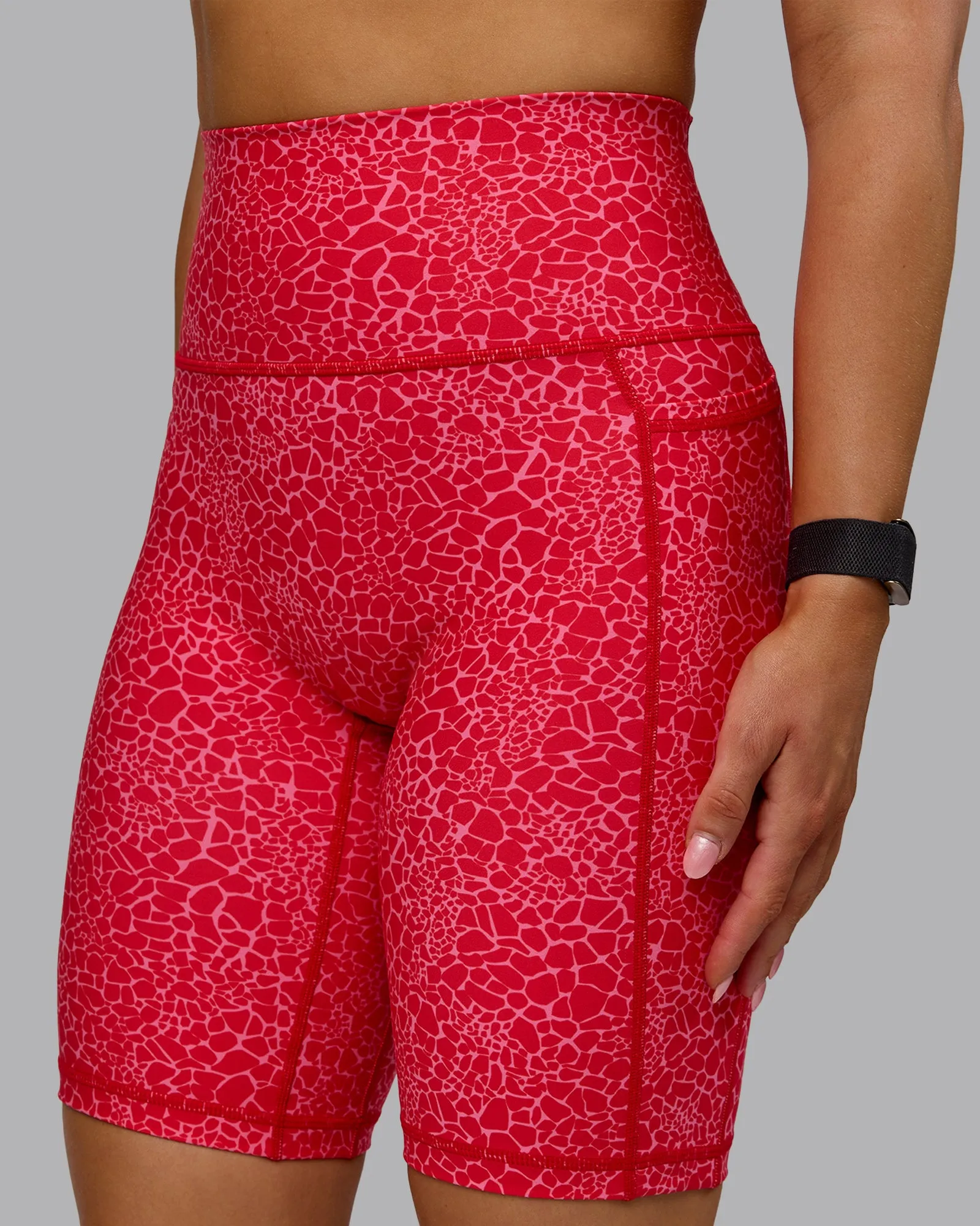 Fusion Bike Short with Pockets - Red Vitality Print sold by LSKD
