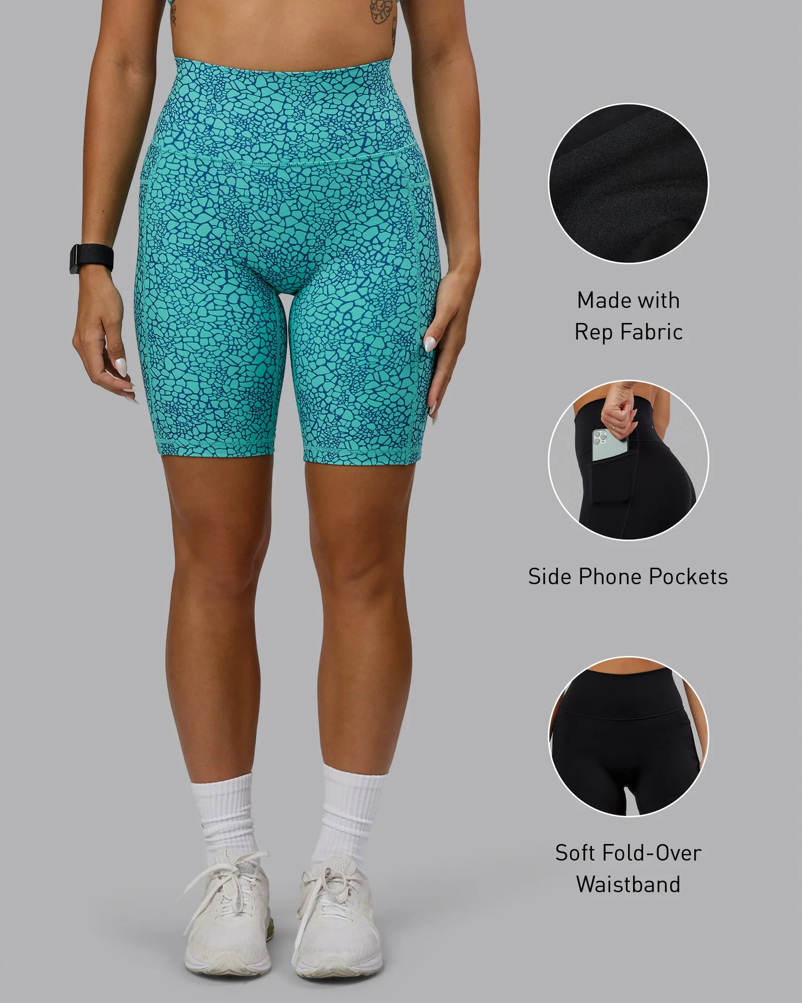 Fusion Bike Short with Pockets - Aquatic Awe Vitality Print sold by LSKD product image thumbnail 2