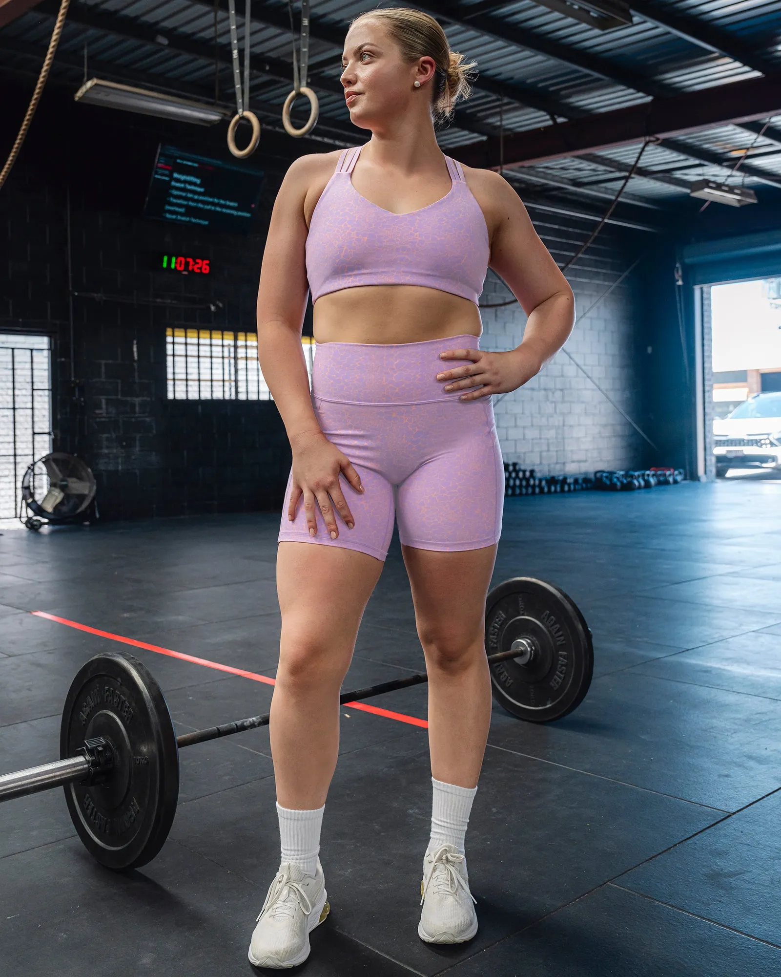 Push The Limit Bra - Pale Lilac Vitality Print sold by LSKD