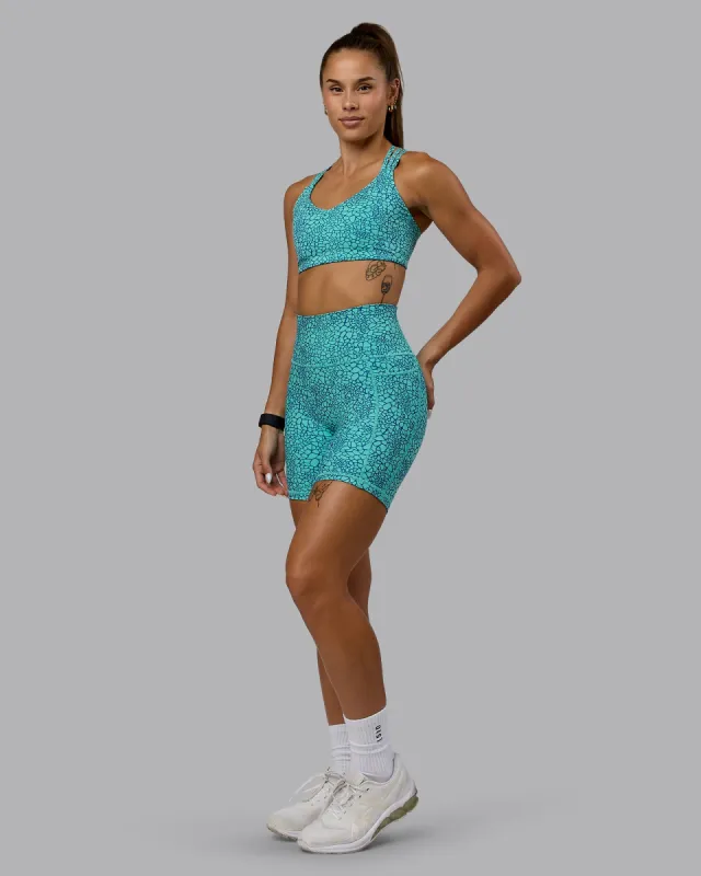 Fusion Mid Short Tight with Pockets - Aquatic Awe Vitality Print sold by LSKD
