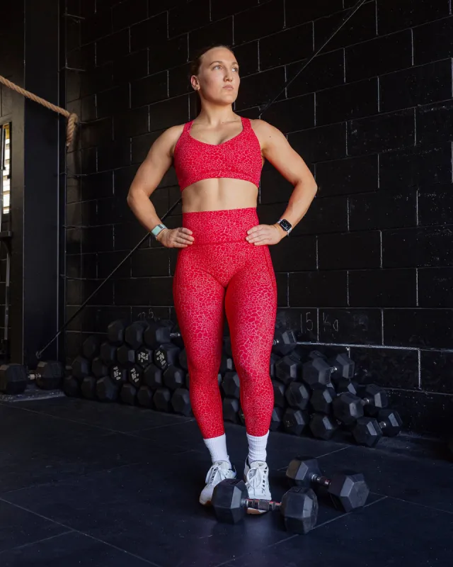 Fusion 7/8 Length Tight - Red Vitality Print sold by LSKD
