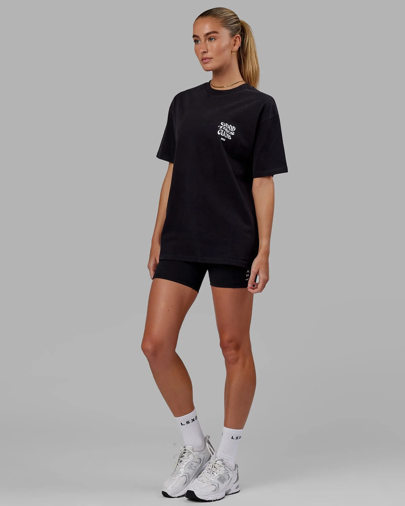 Unisex Good Times Heavyweight Tee Oversize - Black-White sold by LSKD product image thumbnail 5