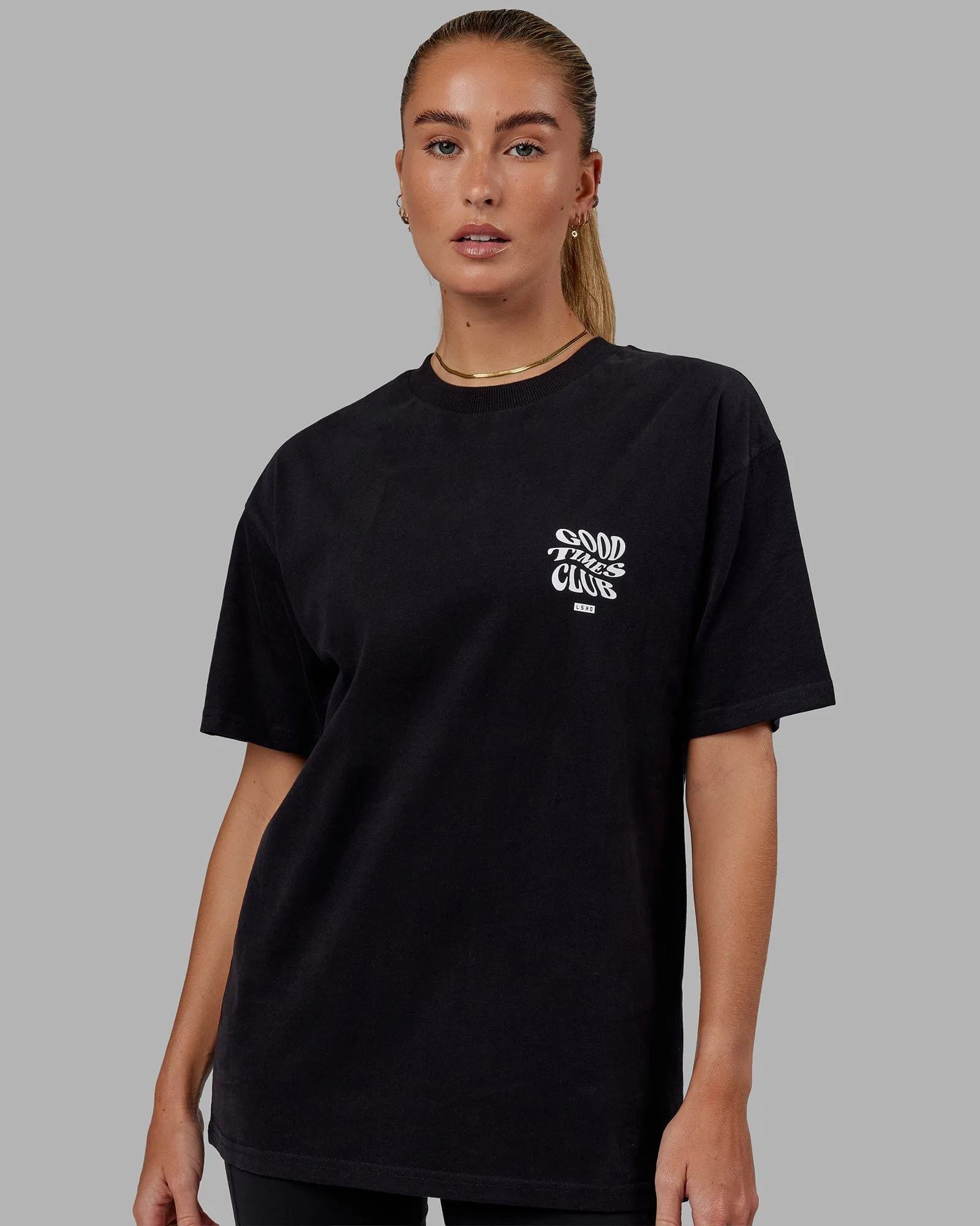 Unisex Good Times Heavyweight Tee Oversize - Black-White sold by LSKD product image thumbnail 3