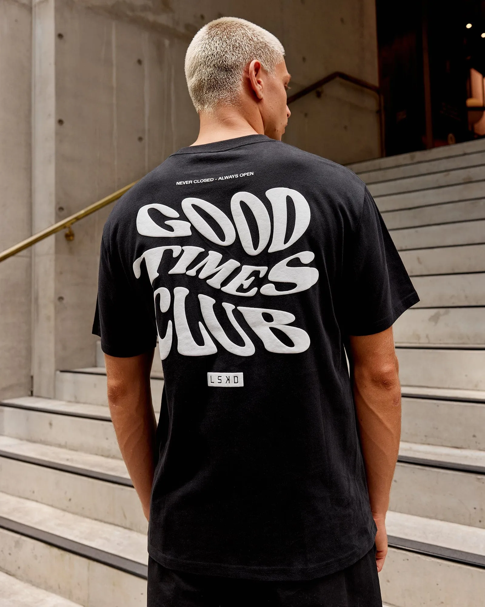 Unisex Good Times Heavyweight Tee Oversize - Black-White sold by LSKD product image thumbnail 2