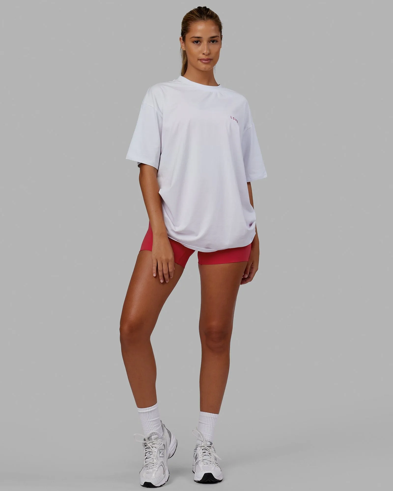 Unisex Lift-Up FLXCotton Tee Oversize - White-Pink sold by LSKD product image thumbnail 3