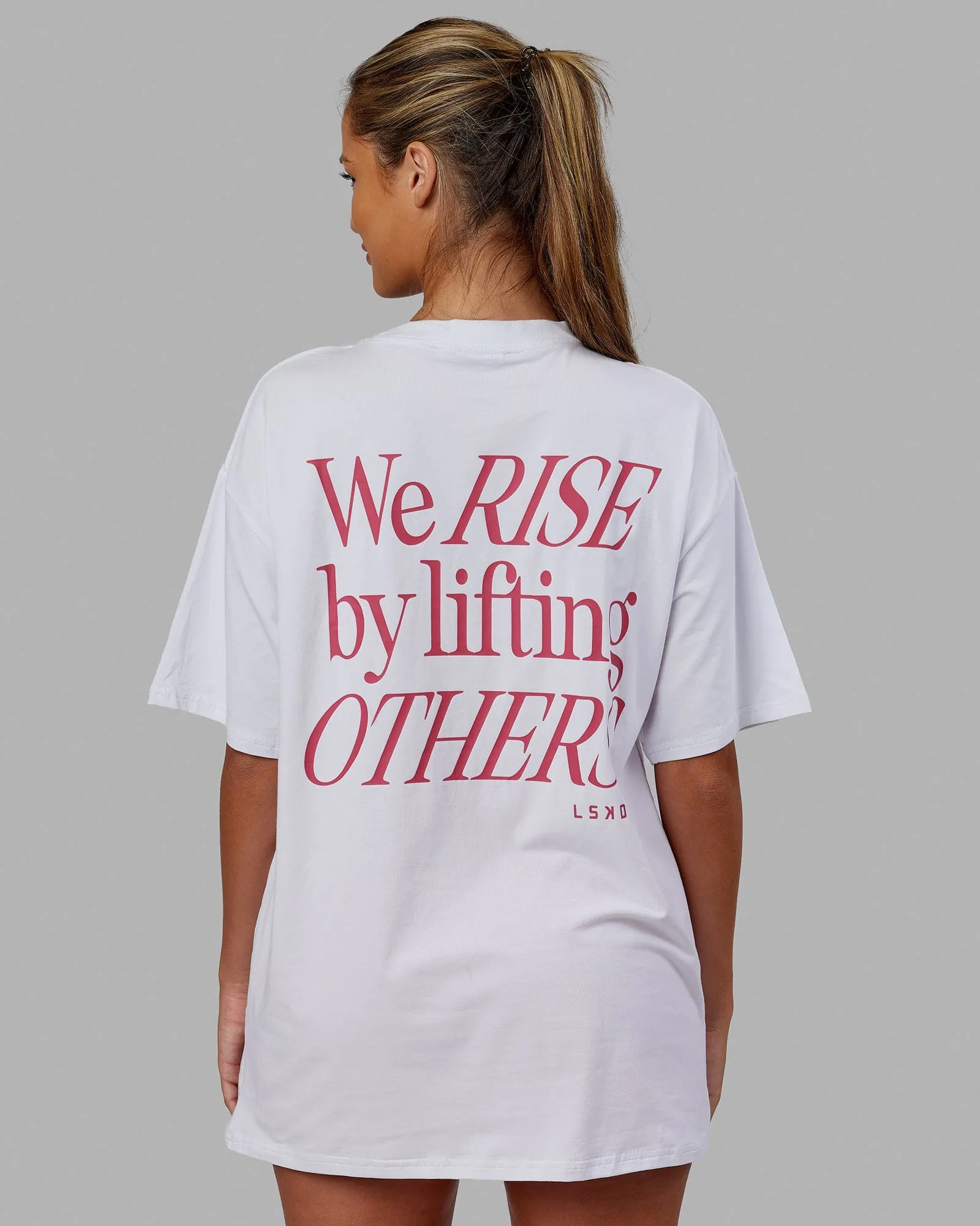 Unisex Lift-Up FLXCotton Tee Oversize - White-Pink sold by LSKD