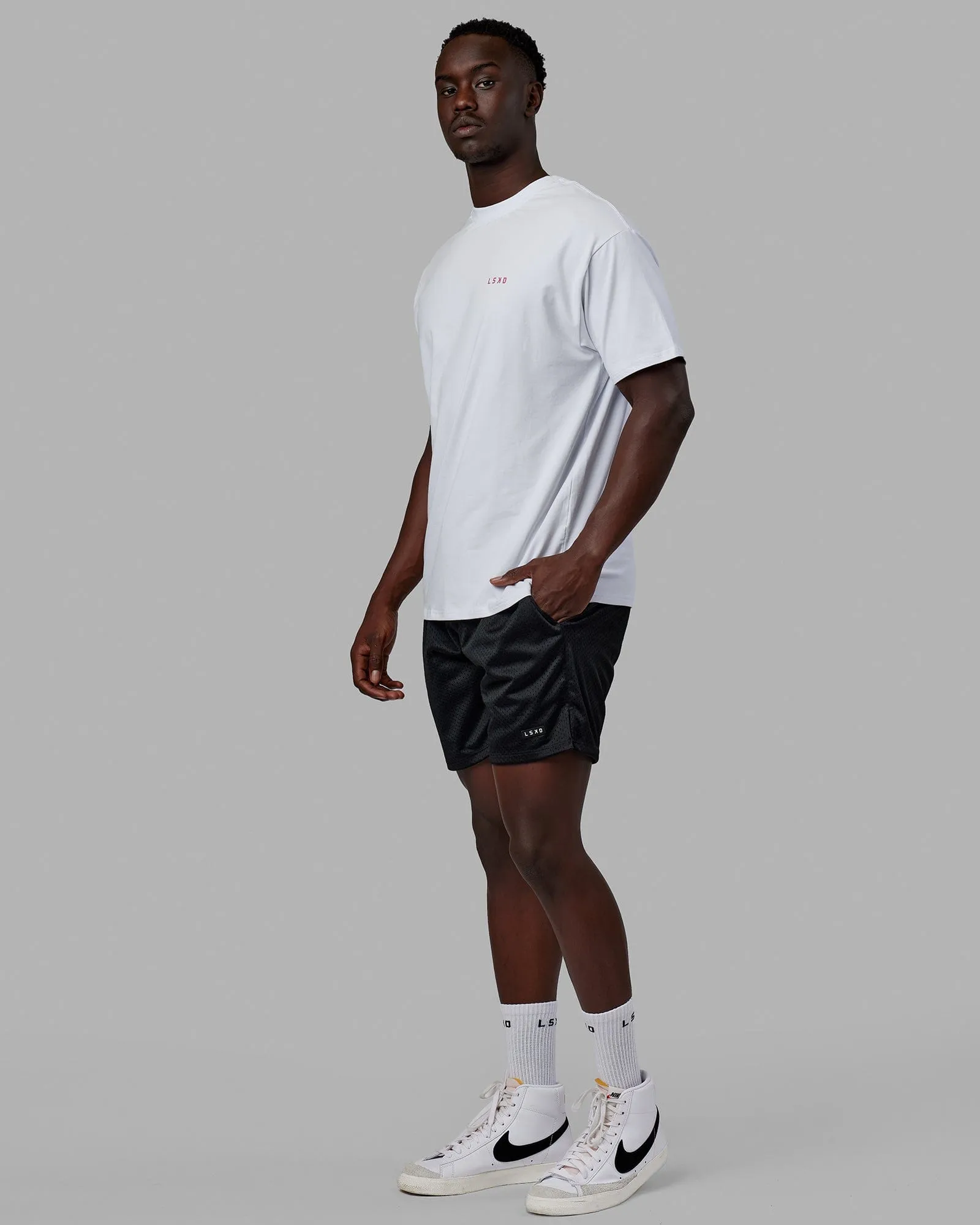 Unisex Lift-Up FLXCotton Tee Oversize - White-Pink sold by LSKD product image thumbnail 4