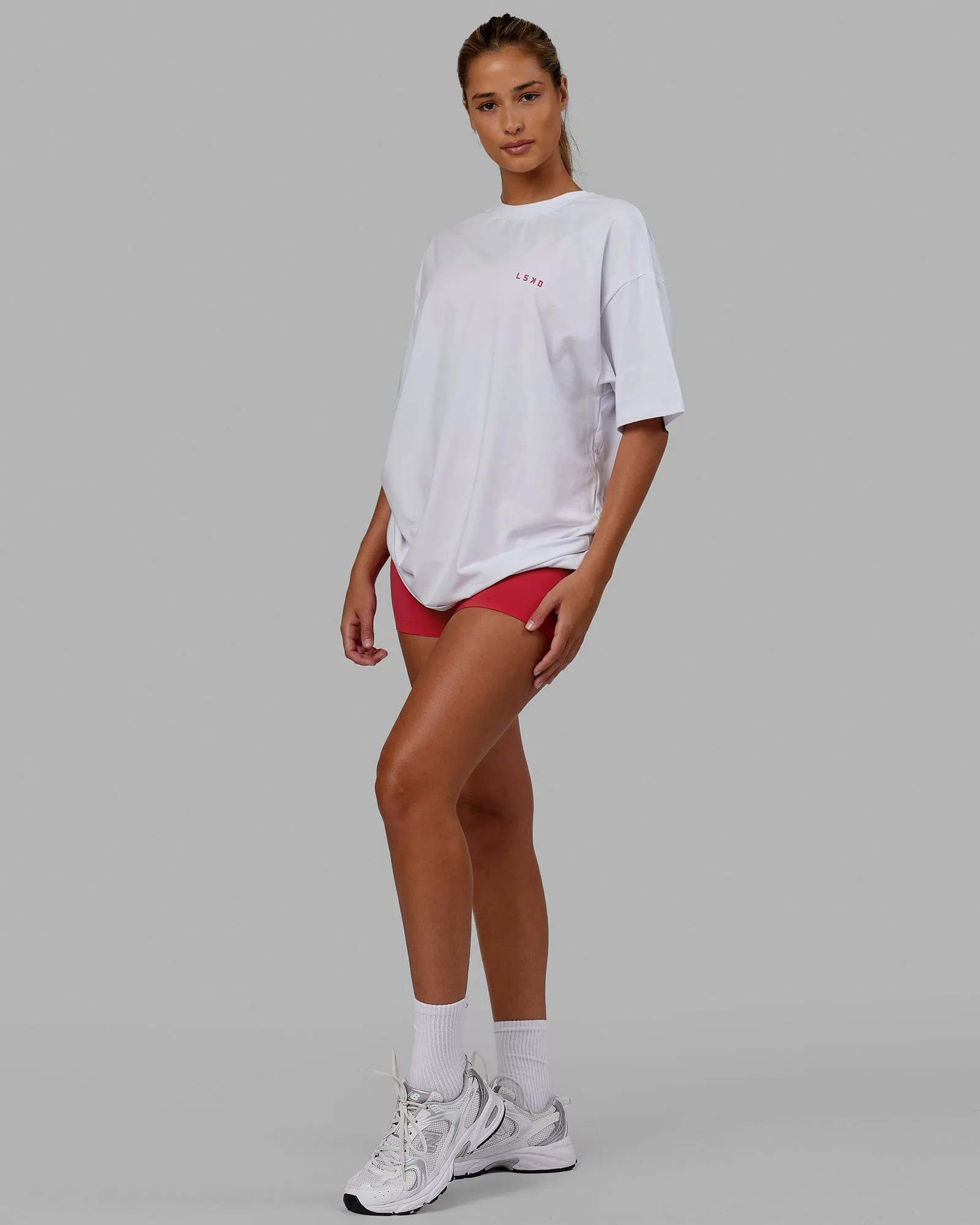 Unisex Lift-Up FLXCotton Tee Oversize - White-Pink sold by LSKD product image thumbnail 5