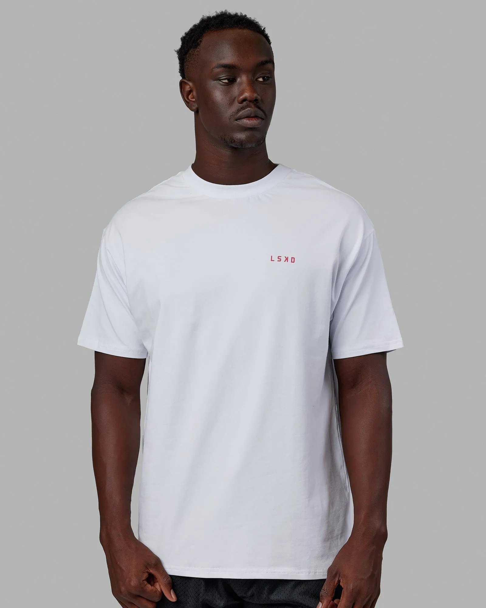 Unisex Lift-Up FLXCotton Tee Oversize - White-Pink sold by LSKD product image thumbnail 2