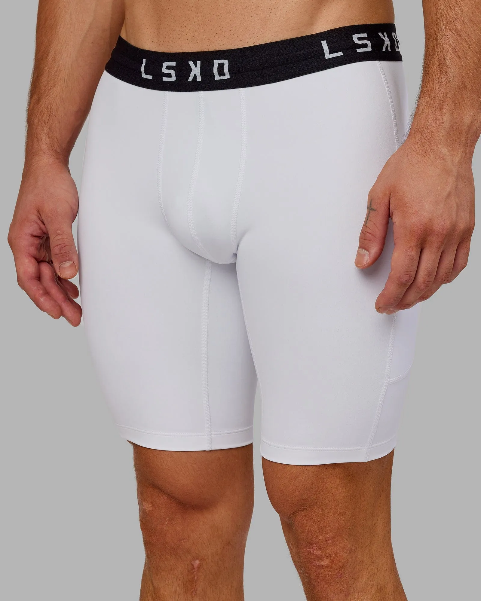 Men's Perform Short Tights - White sold by LSKD product image thumbnail 5