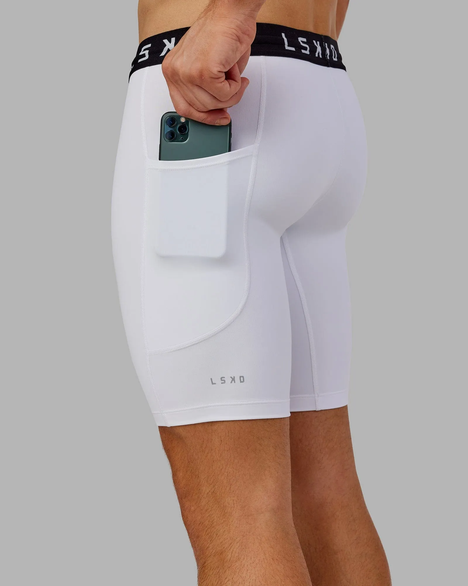 Men's Perform Short Tights - White sold by LSKD product image thumbnail 2