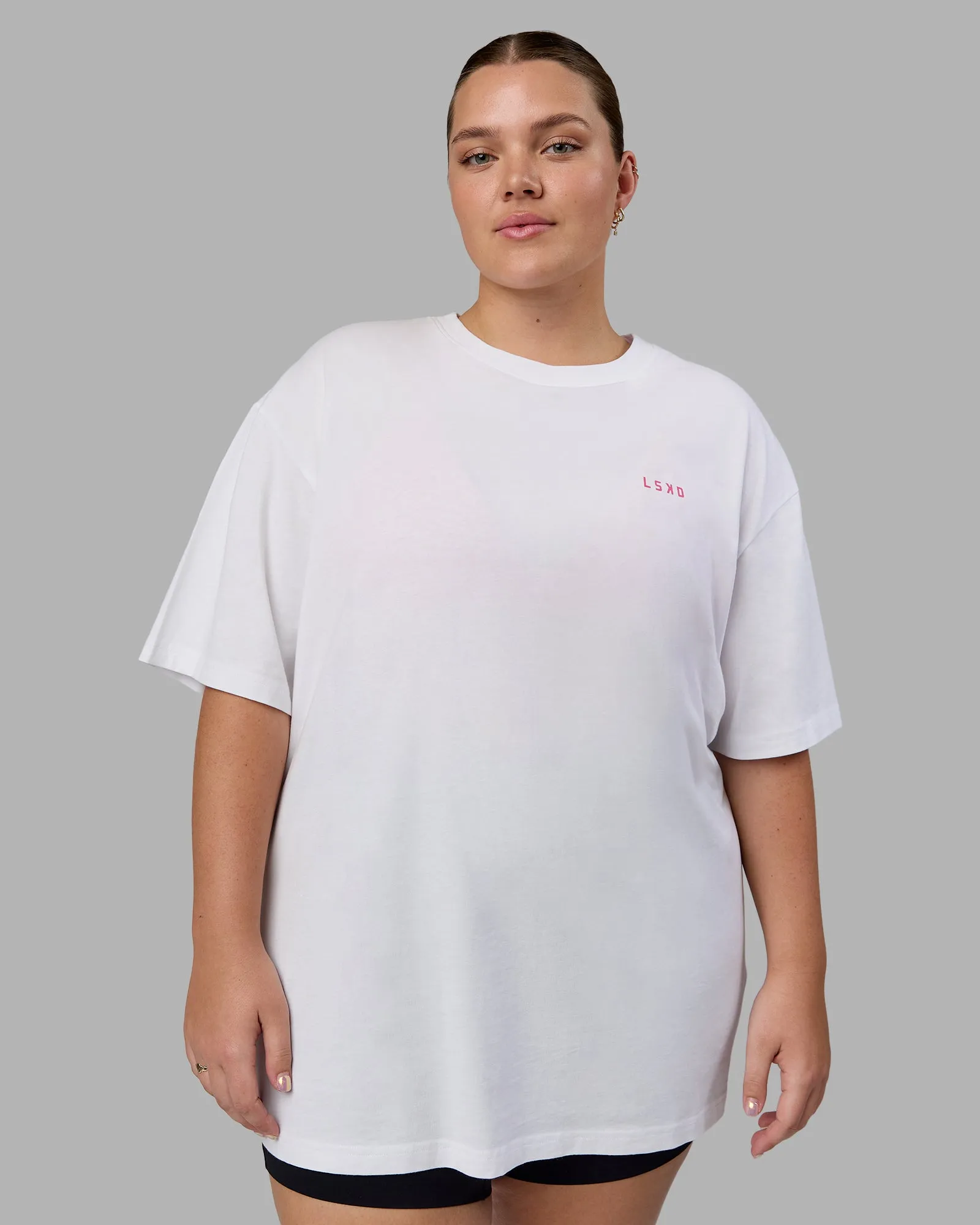 Washed Empower Oversize Tee - White-Pastel Orchid sold by LSKD product image thumbnail 5