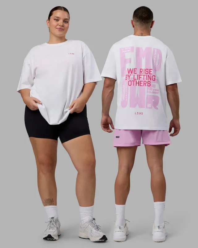 Washed Empower Oversize Tee - White-Pastel Orchid sold by LSKD