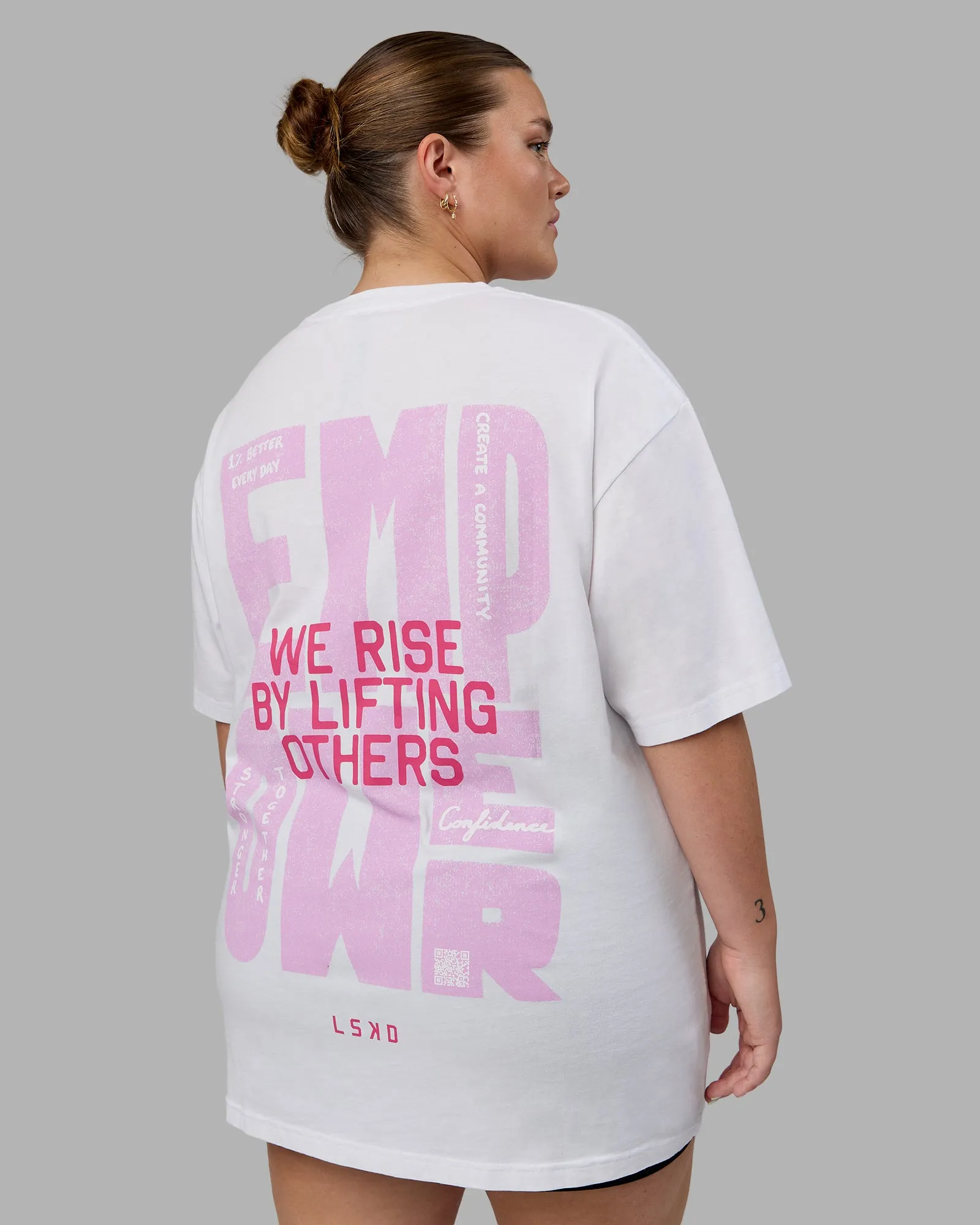 Washed Empower Oversize Tee - White-Pastel Orchid sold by LSKD product image thumbnail 3