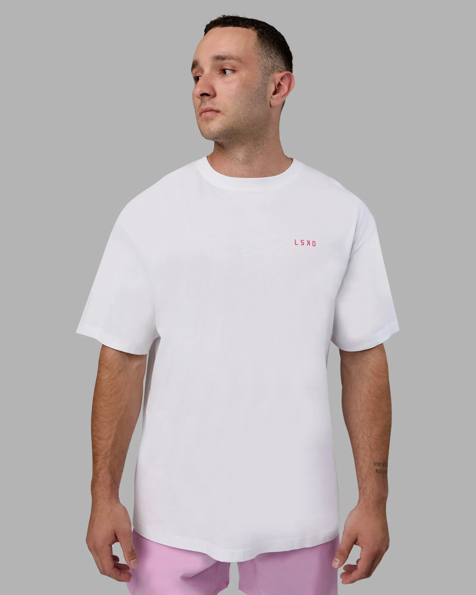 Washed Empower Oversize Tee - White-Pastel Orchid sold by LSKD product image thumbnail 4