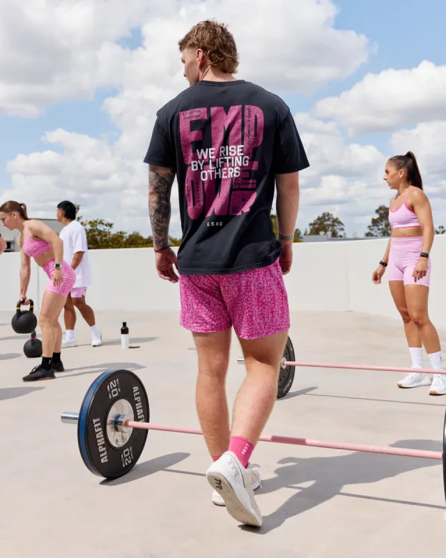 Washed Empower Oversize Tee - Black-Berry Pink sold by LSKD