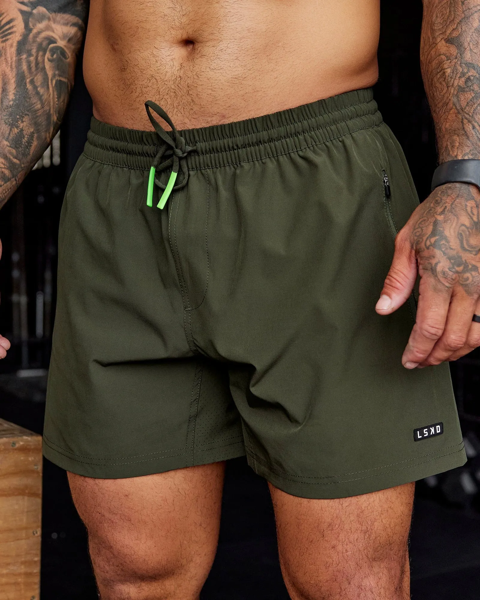 Rep 5" Performance Shorts - Forest Night-Lime sold by LSKD