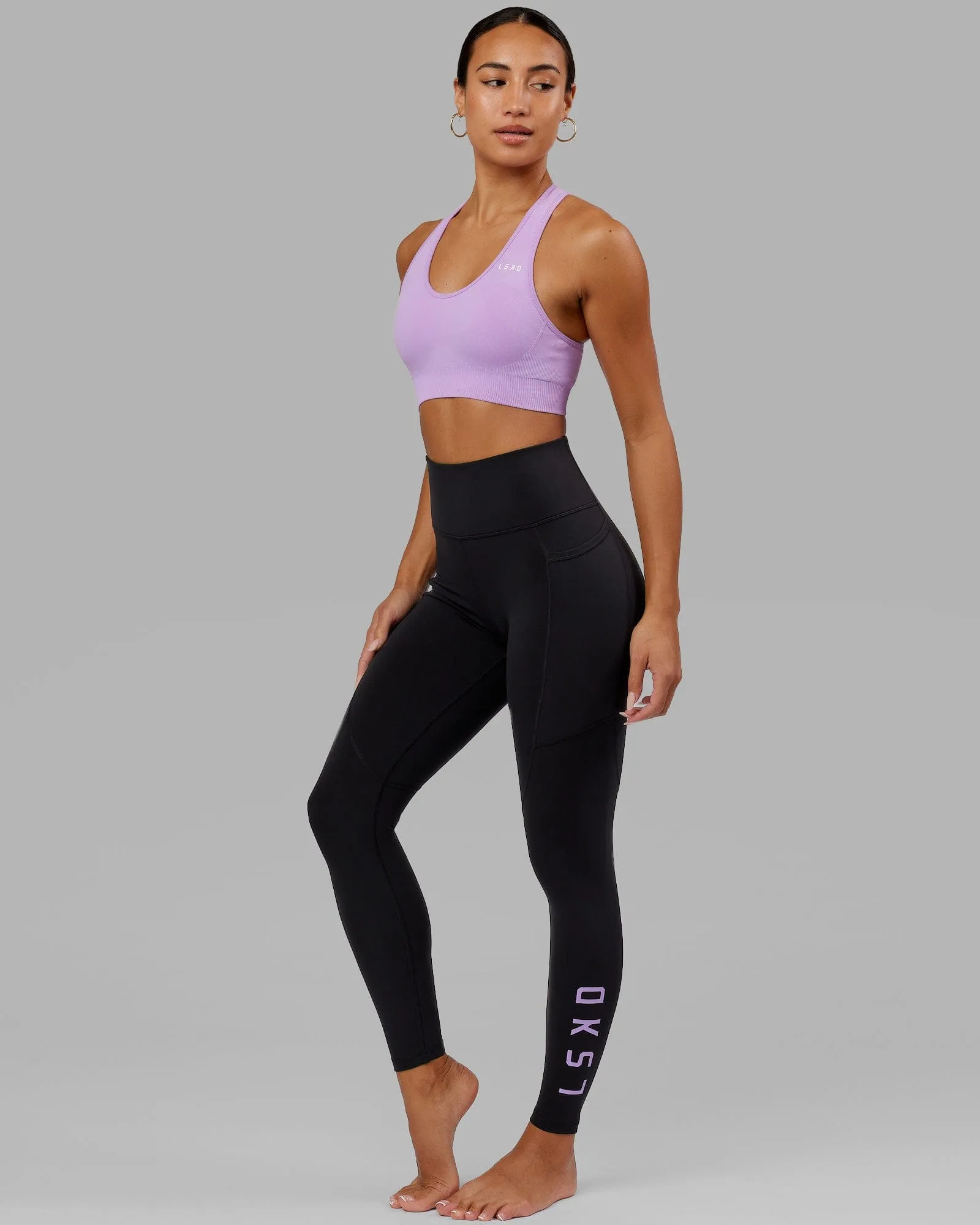 Rep Full Length Tights - Black-Lilac sold by LSKD product image thumbnail 2