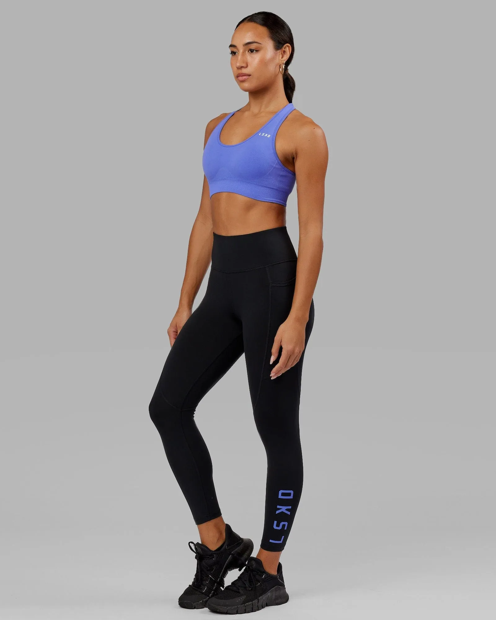 Rep 7/8 Length Tights - Black-Cornflower Blue sold by LSKD