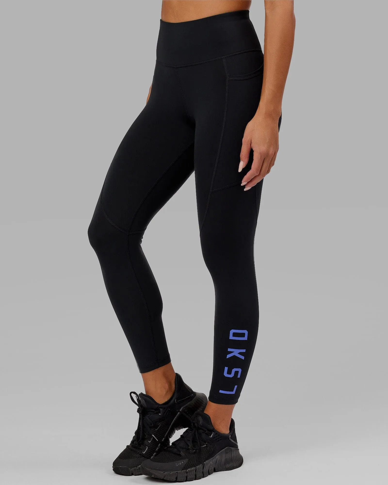 Rep 7/8 Length Tights - Black-Cornflower Blue sold by LSKD product image thumbnail 2