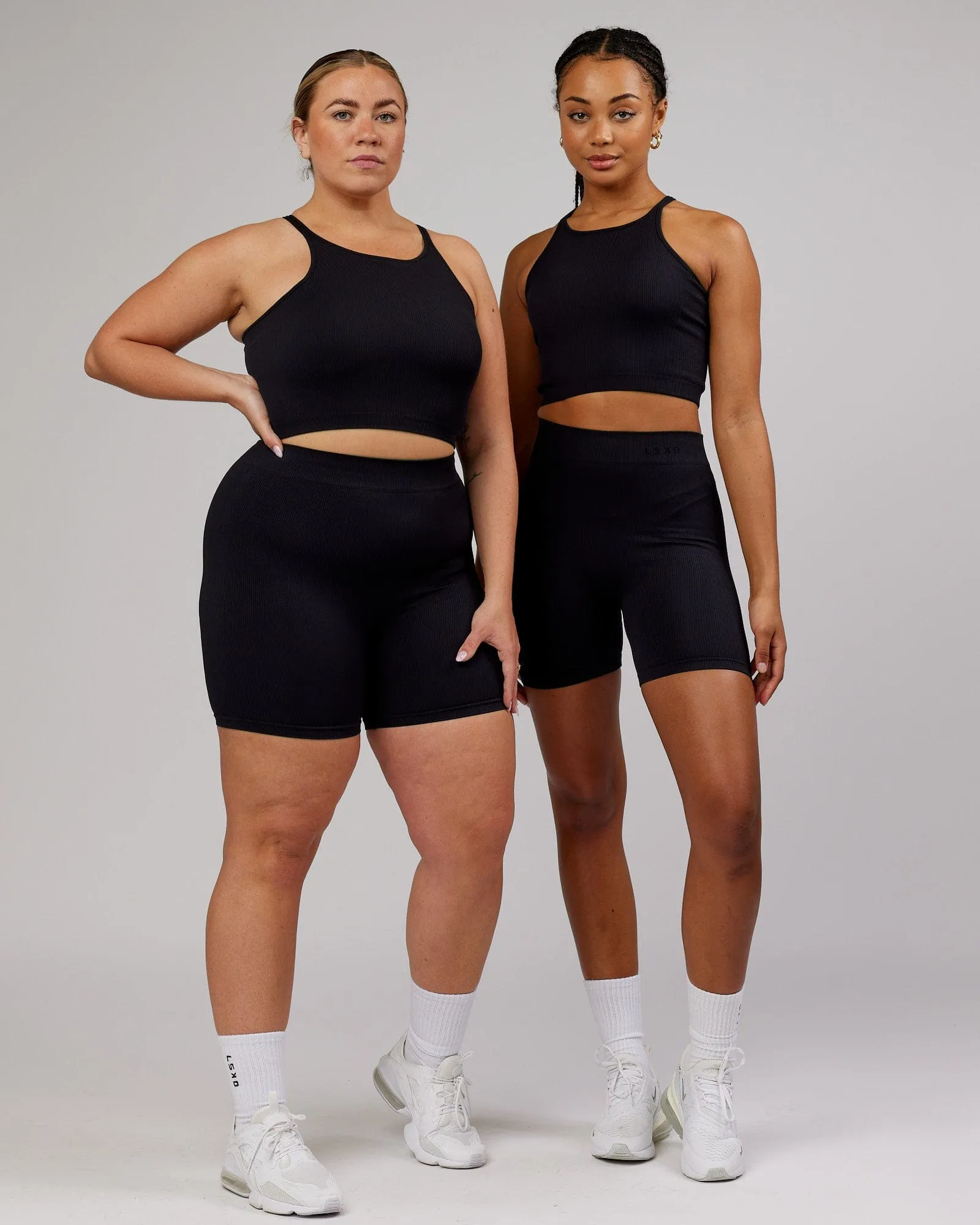 Minimal Ribbed Seamless Shorts - Black sold by LSKD product image thumbnail 3