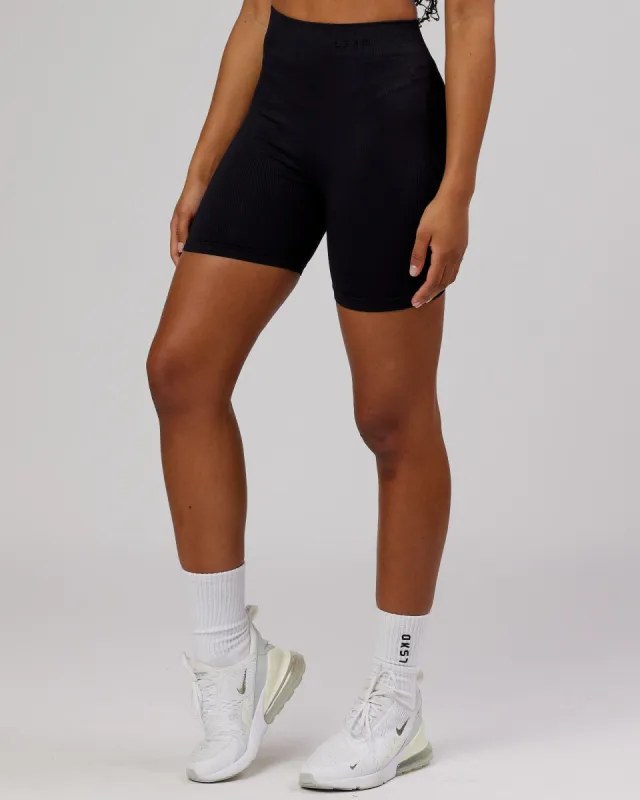 Minimal Ribbed Seamless Shorts - Black sold by LSKD