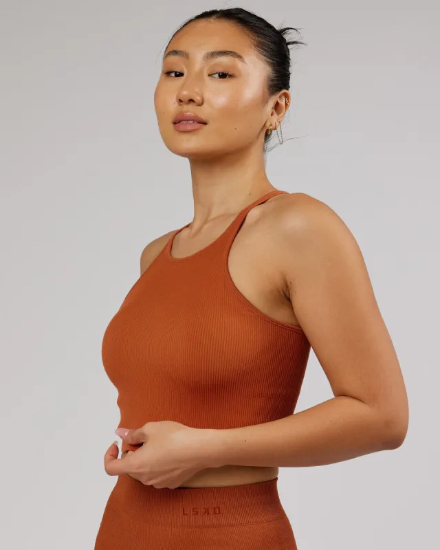 Minimal Seamless Crop Ribbed Tank - Auburn sold by LSKD