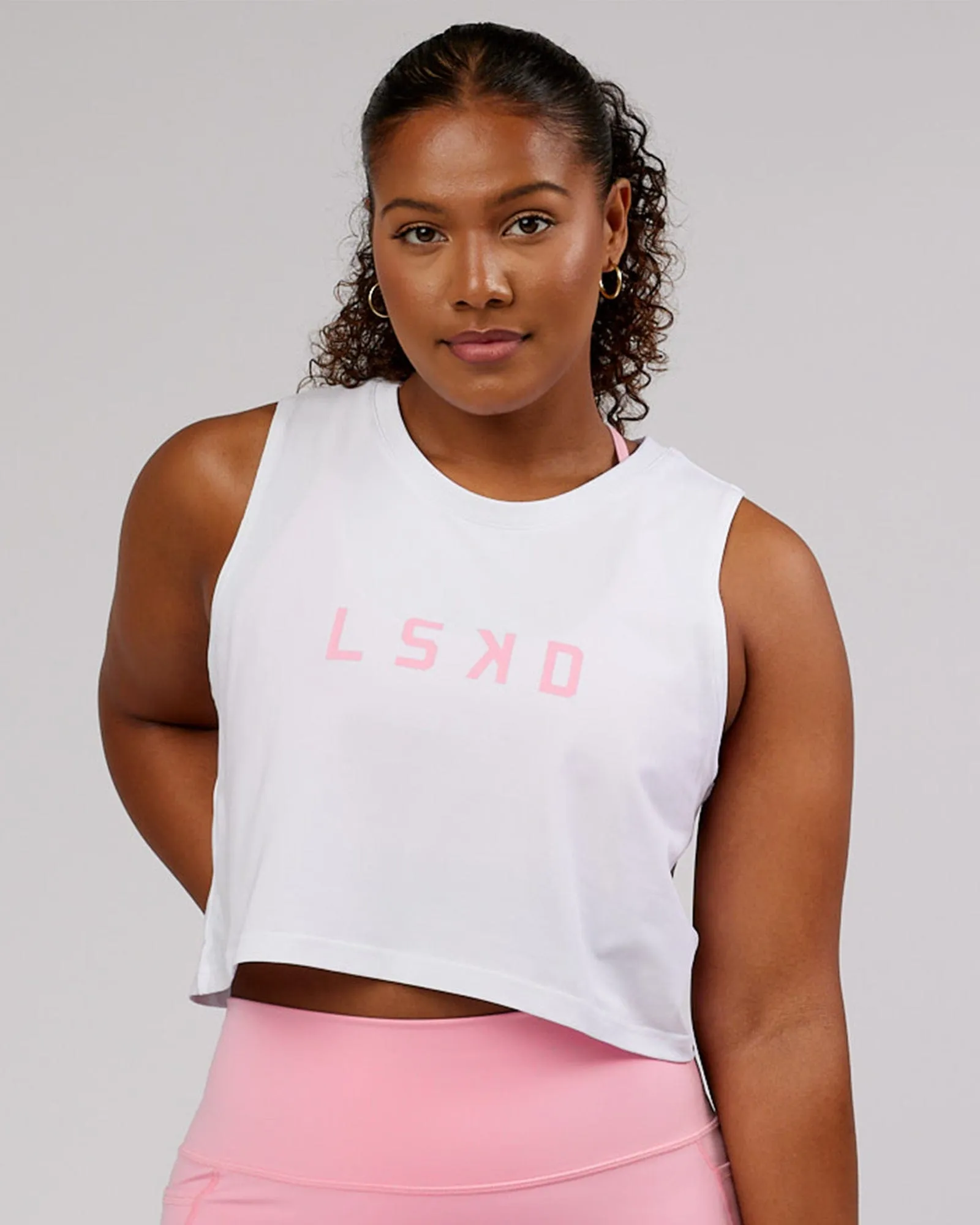 Agile FLXCotton Tank - White-Pink sold by LSKD